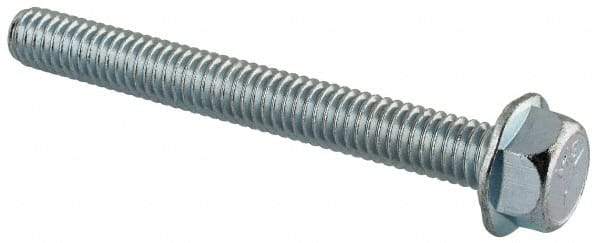 Value Collection - 5/16-18 UNC, 2-3/4" Length Under Head, Hex Drive Flange Bolt - 2-3/4" Thread Length, Grade 5 Steel, Serrated Flange, Zinc-Plated Finish - Apex Tool & Supply