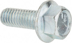 Value Collection - 3/8-16 UNC, 1" Length Under Head, Hex Drive Flange Bolt - 1" Thread Length, Grade 5 Steel, Serrated Flange, Zinc-Plated Finish - Apex Tool & Supply