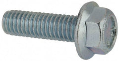 Value Collection - 3/8-16 UNC, 1-1/4" Length Under Head, Hex Drive Flange Bolt - 1-1/4" Thread Length, Grade 5 Steel, Serrated Flange, Zinc-Plated Finish - Apex Tool & Supply
