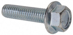 Value Collection - 3/8-16 UNC, 1-1/2" Length Under Head, Hex Drive Flange Bolt - 1-1/2" Thread Length, Grade 5 Steel, Serrated Flange, Zinc-Plated Finish - Apex Tool & Supply
