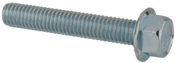 Value Collection - 3/8-16 UNC, 2-1/4" Length Under Head, Hex Drive Flange Bolt - 2-1/4" Thread Length, Grade 5 Steel, Serrated Flange, Zinc-Plated Finish - Apex Tool & Supply