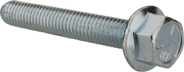 Value Collection - 3/8-16 UNC, 2-1/2" Length Under Head, Hex Drive Flange Bolt - 2-1/2" Thread Length, Grade 5 Steel, Serrated Flange, Zinc-Plated Finish - Apex Tool & Supply