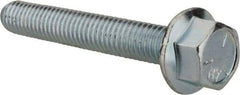 Value Collection - 3/8-16 UNC, 2-1/2" Length Under Head, Hex Drive Flange Bolt - 2-1/2" Thread Length, Grade 5 Steel, Serrated Flange, Zinc-Plated Finish - Apex Tool & Supply