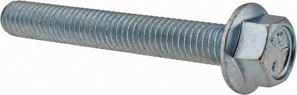 Value Collection - 3/8-16 UNC, 2-3/4" Length Under Head, Hex Drive Flange Bolt - 2-3/4" Thread Length, Grade 5 Steel, Serrated Flange, Zinc-Plated Finish - Apex Tool & Supply