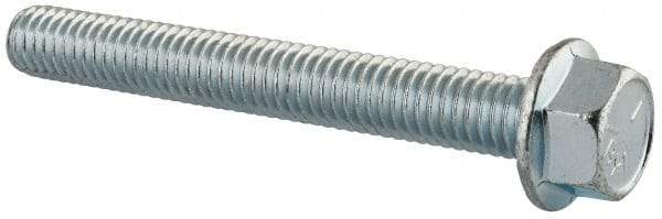 Value Collection - 3/8-16 UNC, 3" Length Under Head, Hex Drive Flange Bolt - 3" Thread Length, Grade 5 Steel, Serrated Flange, Zinc-Plated Finish - Apex Tool & Supply