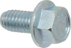 Value Collection - 3/8-16 UNC, 3/4" Length Under Head, Hex Drive Flange Bolt - 3/4" Thread Length, Grade 5 Steel, Serrated Flange, Zinc-Plated Finish - Apex Tool & Supply