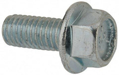 Value Collection - 3/8-16 UNC, 7/8" Length Under Head, Hex Drive Flange Bolt - 7/8" Thread Length, Grade 5 Steel, Serrated Flange, Zinc-Plated Finish - Apex Tool & Supply