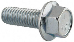 Value Collection - 7/16-14 UNC, 1-1/4" Length Under Head, Hex Drive Flange Bolt - 1-1/4" Thread Length, Grade 5 Steel, Serrated Flange, Zinc-Plated Finish - Apex Tool & Supply