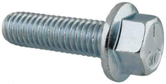 Value Collection - 7/16-14 UNC, 1-1/2" Length Under Head, Hex Drive Flange Bolt - 1-1/2" Thread Length, Grade 5 Steel, Serrated Flange, Zinc-Plated Finish - Apex Tool & Supply
