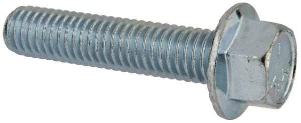 Value Collection - 7/16-14 UNC, 2" Length Under Head, Hex Drive Flange Bolt - 2" Thread Length, Grade 5 Steel, Serrated Flange, Zinc-Plated Finish - Apex Tool & Supply