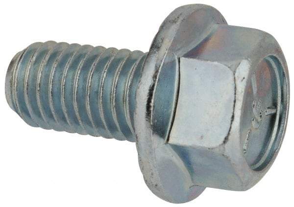Value Collection - 1/2-13 UNC, 1" Length Under Head, Hex Drive Flange Bolt - 1" Thread Length, Grade 5 Steel, Serrated Flange, Zinc-Plated Finish - Apex Tool & Supply
