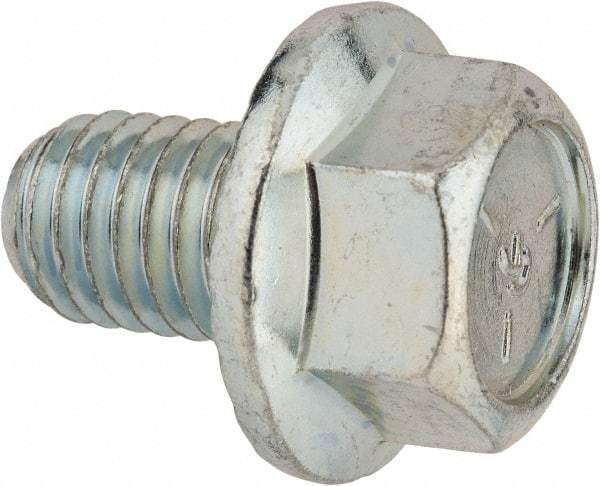 Value Collection - 1/2-13 UNC, 3/4" Length Under Head, Hex Drive Flange Bolt - 3/4" Thread Length, Grade 5 Steel, Serrated Flange, Zinc-Plated Finish - Apex Tool & Supply