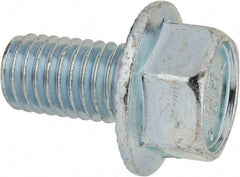 Value Collection - 1/2-13 UNC, 7/8" Length Under Head, Hex Drive Flange Bolt - 7/8" Thread Length, Grade 5 Steel, Serrated Flange, Zinc-Plated Finish - Apex Tool & Supply