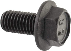 Value Collection - M10x1.50 Metric Coarse, 20mm Length Under Head, Hex Drive Flange Bolt - 20mm Thread Length, Grade 10.9 Alloy Steel, Smooth Flange, Phosphate & Oil Finish - Apex Tool & Supply