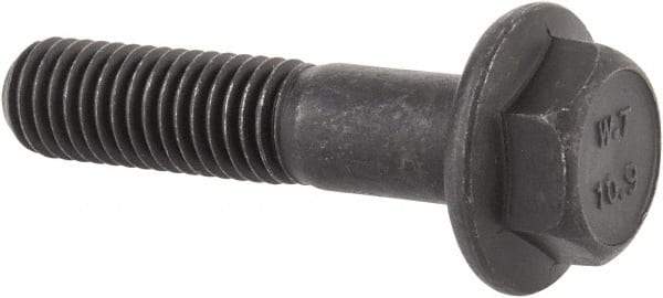 Value Collection - M10x1.50 Metric Coarse, 45mm Length Under Head, Hex Drive Flange Bolt - 35mm Thread Length, Grade 10.9 Alloy Steel, Smooth Flange, Phosphate & Oil Finish - Apex Tool & Supply