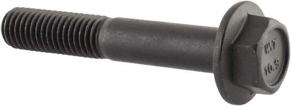 Value Collection - M10x1.50 Metric Coarse, 60mm Length Under Head, Hex Drive Flange Bolt - 35mm Thread Length, Grade 10.9 Alloy Steel, Smooth Flange, Phosphate & Oil Finish - Apex Tool & Supply