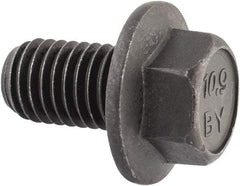 Value Collection - M12x1.75 Metric Coarse, 20mm Length Under Head, Hex Drive Flange Bolt - 20mm Thread Length, Grade 10.9 Alloy Steel, Smooth Flange, Phosphate & Oil Finish - Apex Tool & Supply