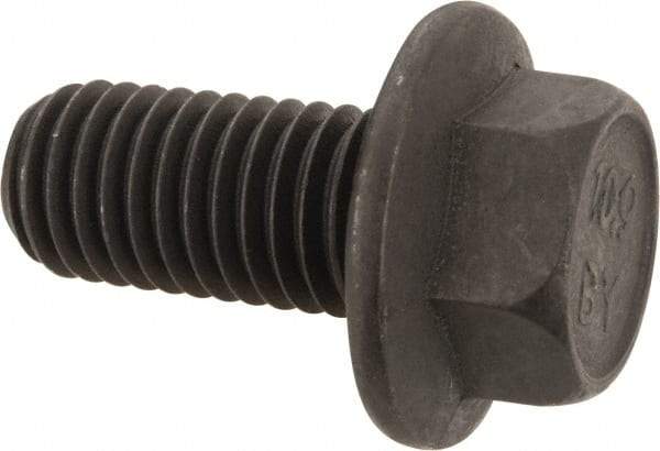 Value Collection - M12x1.75 Metric Coarse, 25mm Length Under Head, Hex Drive Flange Bolt - 25mm Thread Length, Grade 10.9 Alloy Steel, Smooth Flange, Phosphate & Oil Finish - Apex Tool & Supply