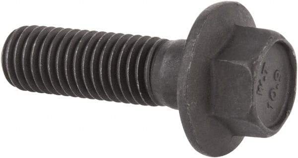 Value Collection - M12x1.75 Metric Coarse, 40mm Length Under Head, Hex Drive Flange Bolt - 40mm Thread Length, Grade 10.9 Alloy Steel, Smooth Flange, Phosphate & Oil Finish - Apex Tool & Supply