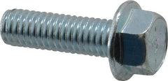 Value Collection - 3/8-16 UNC, 1-1/4" Length Under Head, Hex Drive Flange Bolt - 1-1/4" Thread Length, Grade 8 Steel, Serrated Flange, Zinc-Plated Finish - Apex Tool & Supply