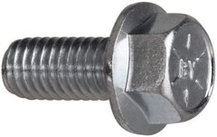 Value Collection - 3/8-16 UNC, 7/8" Length Under Head, Hex Drive Flange Bolt - 7/8" Thread Length, Grade 8 Steel, Serrated Flange, Zinc-Plated Finish - Apex Tool & Supply