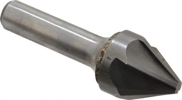 Hertel - 1" Head Diam, 1/2" Shank Diam, 6 Flute 60° Solid Carbide Countersink - Bright Finish, 3" OAL, Single End, Straight Shank, Right Hand Cut - Apex Tool & Supply