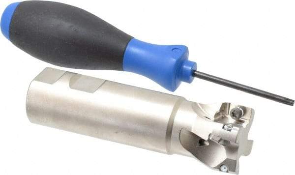 Seco - 1-1/2" Cut Diam, 0.669" Max Depth of Cut, 1-1/4" Shank Diam, 4.72" OAL, Indexable Square Shoulder End Mill - XO.X 1806.. Inserts, Weldon Shank, 90° Lead Angle, Through Coolant, Series Power Turbo - Apex Tool & Supply