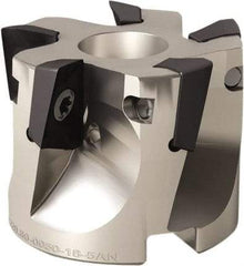 Seco - 6 Inserts, 80mm Cut Diam, 27mm Arbor Diam, 17mm Max Depth of Cut, Indexable Square-Shoulder Face Mill - 90° Lead Angle, 50mm High, XO.. 1806 Insert Compatibility, Through Coolant, Series Power Turbo - Apex Tool & Supply