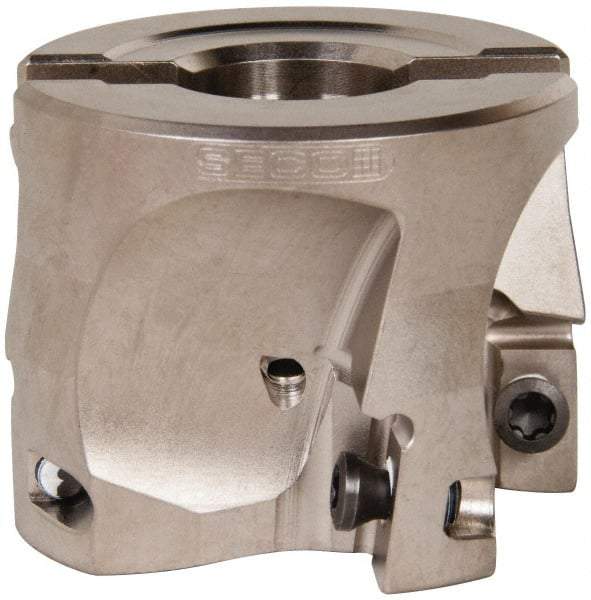 Seco - 4 Inserts, 2" Cut Diam, 3/4" Arbor Diam, 0.669" Max Depth of Cut, Indexable Square-Shoulder Face Mill - 0/90° Lead Angle, 1.575" High, XO.X 1806.. Insert Compatibility, Through Coolant, Series Power Turbo - Apex Tool & Supply