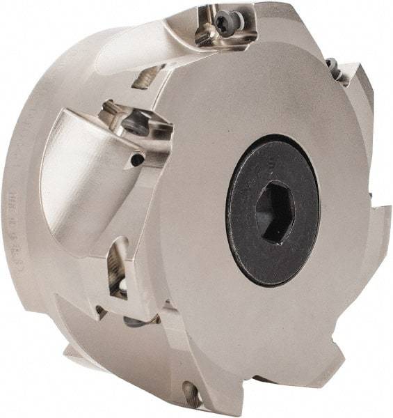 Seco - 7 Inserts, 4" Cut Diam, 1" Arbor Diam, 0.669" Max Depth of Cut, Indexable Square-Shoulder Face Mill - 0/90° Lead Angle, 1.969" High, XO.X 1806.. Insert Compatibility, Through Coolant, Series Power Turbo - Apex Tool & Supply
