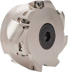 Seco - 7 Inserts, 4" Cut Diam, 1" Arbor Diam, 0.669" Max Depth of Cut, Indexable Square-Shoulder Face Mill - 0/90° Lead Angle, 1.969" High, XO.X 1806.. Insert Compatibility, Through Coolant, Series Power Turbo - Apex Tool & Supply