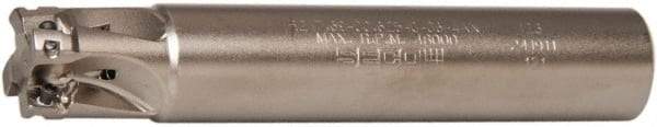 Seco - 5/8" Cut Diam, 0.197" Max Depth of Cut, 5/8" Shank Diam, 3.543" OAL, Indexable Square Shoulder End Mill - XO.X 0602 Inserts, Cylindrical Shank, 90° Lead Angle, Through Coolant, Series Nano Turbo - Apex Tool & Supply