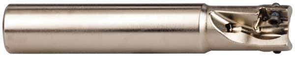 Seco - 3/8" Cut Diam, 0.197" Max Depth of Cut, 3/8" Shank Diam, 2.165" OAL, Indexable Square Shoulder End Mill - XO.X 0602 Inserts, Cylindrical Shank, 90° Lead Angle, Through Coolant, Series Nano Turbo - Apex Tool & Supply