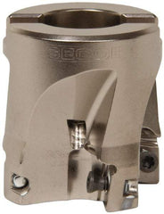 Seco - 4 Inserts, 1-1/2" Cut Diam, 3/4" Arbor Diam, 0.433" Max Depth of Cut, Indexable Square-Shoulder Face Mill - 0/90° Lead Angle, 1.57" High, XO.X 1204.. Insert Compatibility, Through Coolant, Series Super Turbo - Apex Tool & Supply