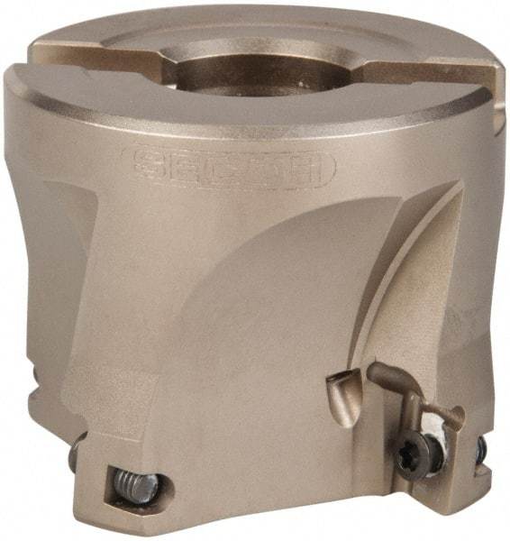Seco - 4 Inserts, 2" Cut Diam, 3/4" Arbor Diam, 0.433" Max Depth of Cut, Indexable Square-Shoulder Face Mill - 0/90° Lead Angle, 1.57" High, XO.X 1204.. Insert Compatibility, Through Coolant, Series Super Turbo - Apex Tool & Supply