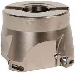Seco - 4 Inserts, 3" Cut Diam, 1" Arbor Diam, 0.433" Max Depth of Cut, Indexable Square-Shoulder Face Mill - 0/90° Lead Angle, 2" High, XO.X 1204.. Insert Compatibility, Through Coolant, Series Super Turbo - Apex Tool & Supply