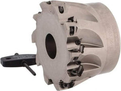 Seco - 10 Inserts, 3" Cut Diam, 1" Arbor Diam, 0.433" Max Depth of Cut, Indexable Square-Shoulder Face Mill - 0/90° Lead Angle, 2" High, XO.X 1204.. Insert Compatibility, Through Coolant, Series Super Turbo - Apex Tool & Supply