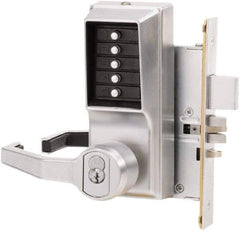 Kaba Access - Combination Entry Lever Lockset with Key Override - 2-3/4" Back Set, No Cylinder, Zamak3, Satin Chrome Finish - Apex Tool & Supply