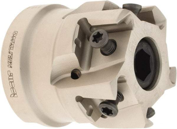 Iscar - 5 Inserts, 1-1/2" Cut Diam, 3/4" Arbor Diam, 0.492" Max Depth of Cut, Indexable Square-Shoulder Face Mill - 0/90° Lead Angle, 1.57" High, T490 LN.. 1306 Insert Compatibility, Through Coolant, Series Helitang - Apex Tool & Supply