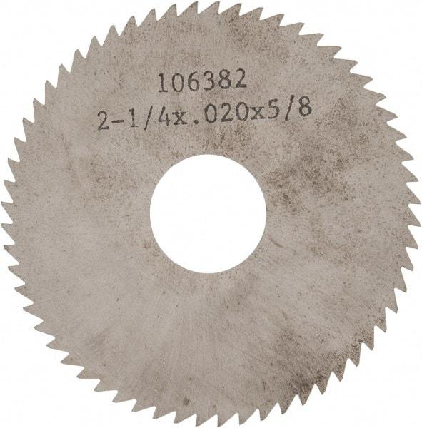 Made in USA - 2-1/4" Diam x 0.02" Blade Thickness x 5/8" Arbor Hole Diam, 60 Tooth Slitting and Slotting Saw - Arbor Connection, Solid Carbide, Concave Ground - Apex Tool & Supply