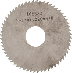 Made in USA - 2-1/4" Diam x 0.02" Blade Thickness x 5/8" Arbor Hole Diam, 60 Tooth Slitting and Slotting Saw - Arbor Connection, Solid Carbide, Concave Ground - Apex Tool & Supply