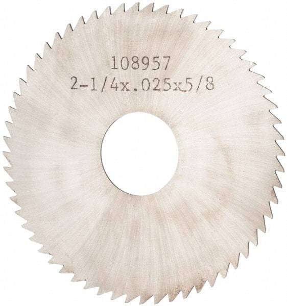 Made in USA - 2-1/4" Diam x 0.025" Blade Thickness x 5/8" Arbor Hole Diam, 60 Tooth Slitting and Slotting Saw - Arbor Connection, Solid Carbide, Concave Ground - Apex Tool & Supply