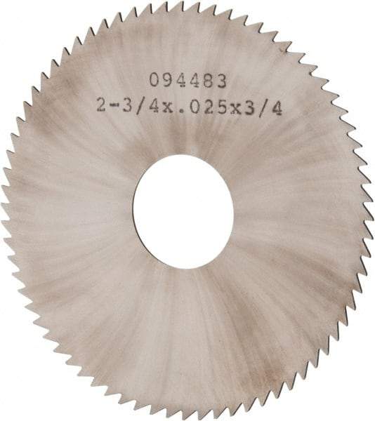 Made in USA - 2-3/4" Diam x 0.025" Blade Thickness x 3/4" Arbor Hole Diam, 72 Tooth Slitting and Slotting Saw - Arbor Connection, Solid Carbide, Concave Ground - Apex Tool & Supply