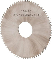 Made in USA - 2-3/4" Diam x 0.025" Blade Thickness x 3/4" Arbor Hole Diam, 72 Tooth Slitting and Slotting Saw - Arbor Connection, Solid Carbide, Concave Ground - Apex Tool & Supply