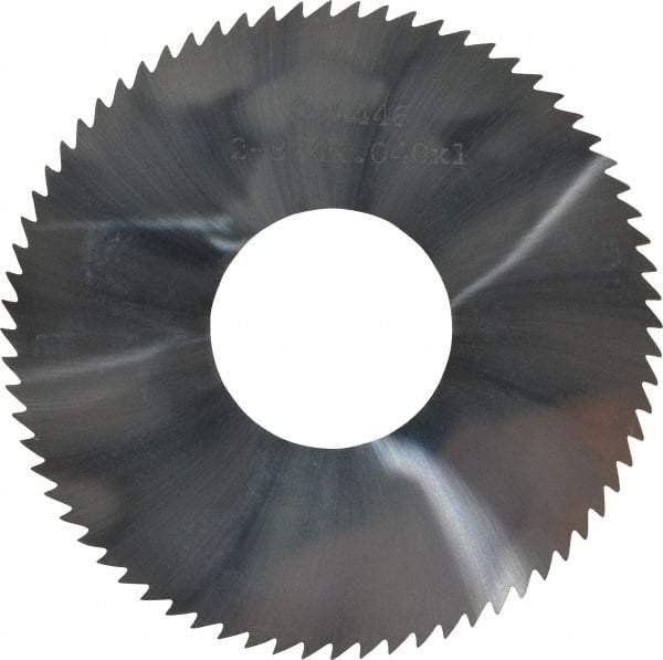 Made in USA - 2-3/4" Diam x 0.04" Blade Thickness x 1" Arbor Hole Diam, 72 Tooth Slitting and Slotting Saw - Arbor Connection, Solid Carbide, Concave Ground - Apex Tool & Supply