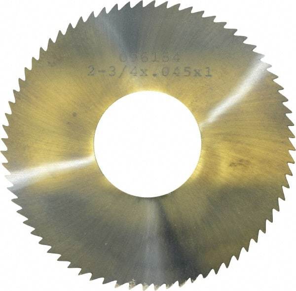 Made in USA - 2-3/4" Diam x 0.045" Blade Thickness x 1" Arbor Hole Diam, 72 Tooth Slitting and Slotting Saw - Arbor Connection, Solid Carbide, Concave Ground - Apex Tool & Supply