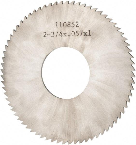 Made in USA - 2-3/4" Diam x 0.057" Blade Thickness x 1" Arbor Hole Diam, 72 Tooth Slitting and Slotting Saw - Arbor Connection, Solid Carbide, Concave Ground - Apex Tool & Supply