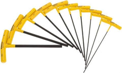 Bondhus - 10 Piece T-Handle Cushion Grip Hex Key Set - Hex Range 3/32 to 3/8", 9" OAL, Protanium High Torque Steel - Apex Tool & Supply