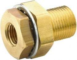 Parker - 1-1/8 - 14 Male Thread x 1/2 Female Thread, Brass Industrial Pipe Anchor Coupling - Male Straight Thread O-Ring x Female NPTF, 1,000 psi - Apex Tool & Supply