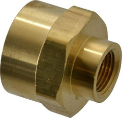 Parker - 3/4 x 3/8 Female Thread, Brass Industrial Pipe Coupling - FNPTF, 1,000 psi - Apex Tool & Supply